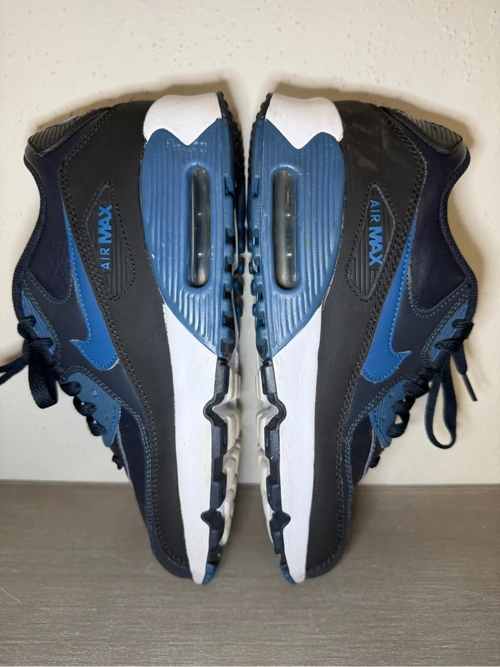 Nike Air Max 90 Leather Sneakers Youth 7Y 833412-402 Navy Blue